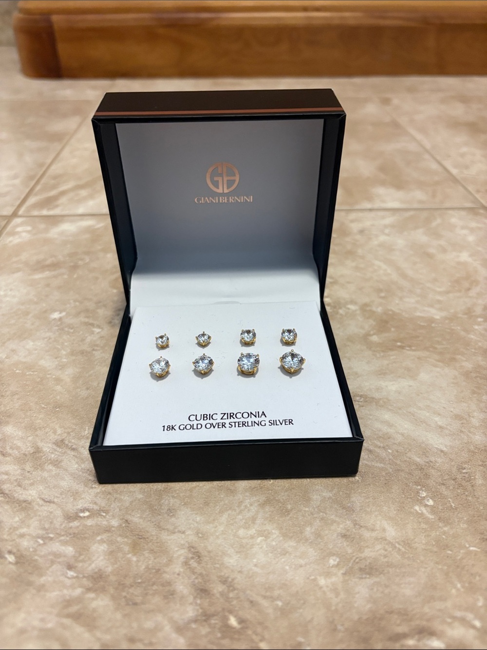 Giani Bernini Cubic Zirconia Stud Earring Set - 18k gold over sterling silver